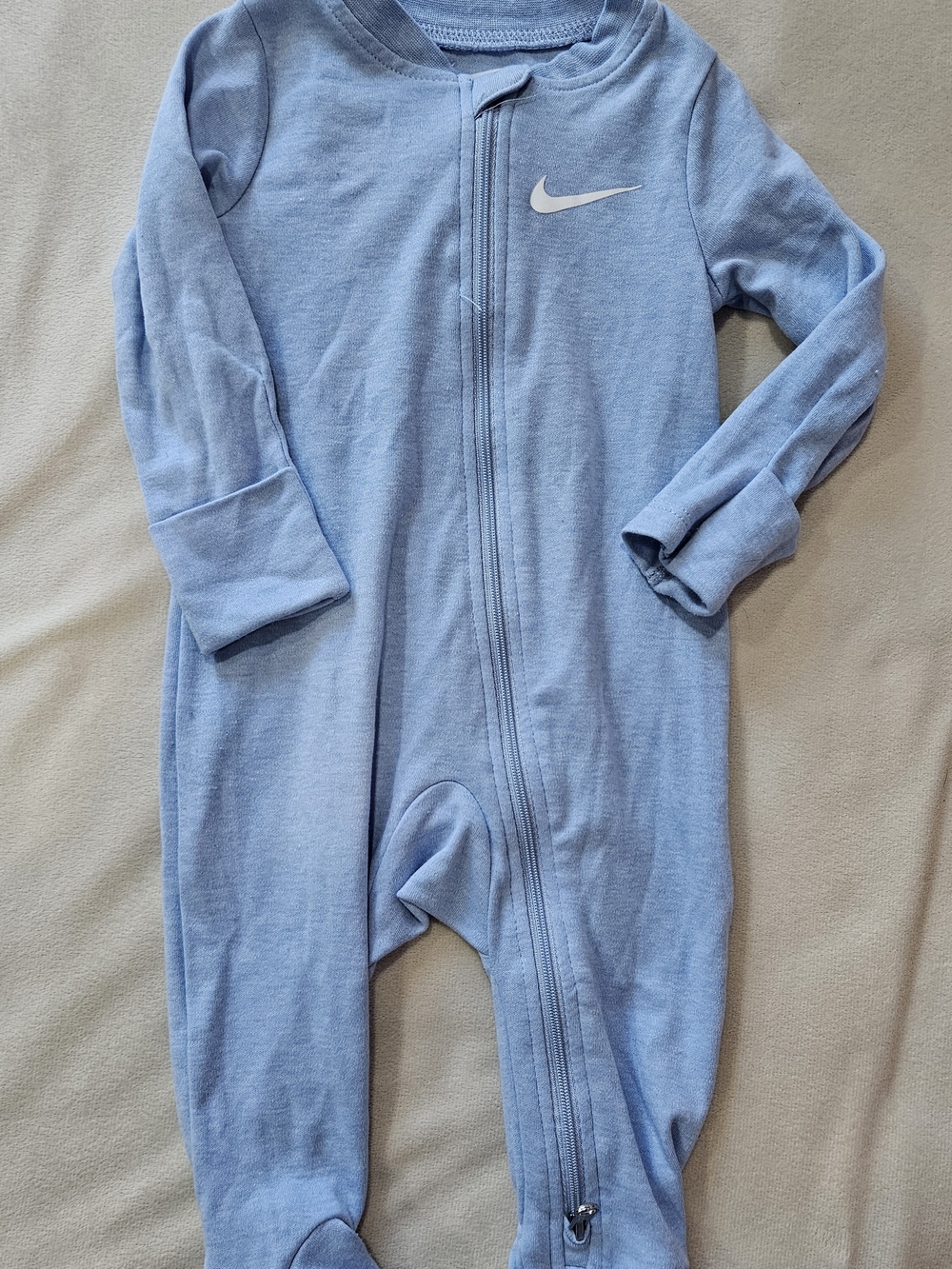 Nike Baby Blue Zip One-Piece Sleeper
